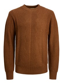 Jack & Jones Enfärgat Crewneck Stickad tröja -Cambridge Brown - 12240577