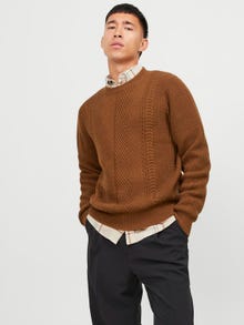 Jack & Jones Einfarbig Strickpullover mit Rundhals -Cambridge Brown - 12240577