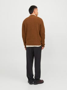 Jack & Jones Gładki Sweter z dzianiny z okrągłym dekoltem -Cambridge Brown - 12240577