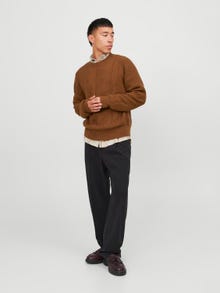 Jack & Jones Bez vzoru Svetr s okrouhlým výstřihem -Cambridge Brown - 12240577