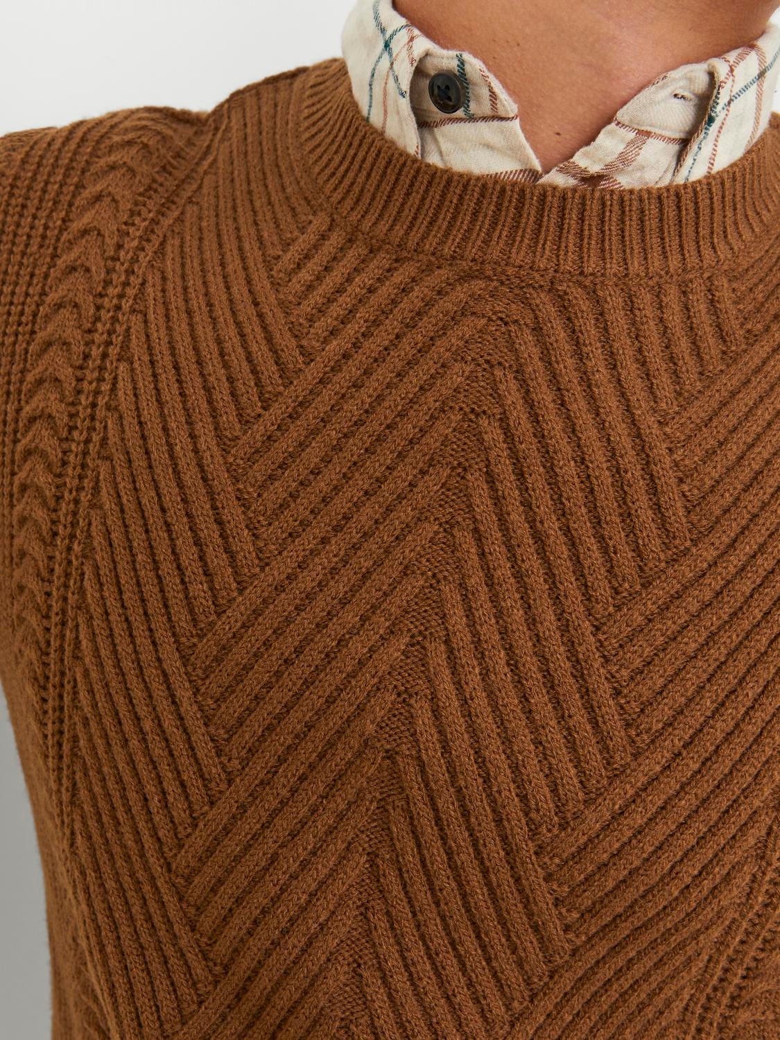 Jack & Jones Einfarbig Strickpullover mit Rundhals -Cambridge Brown - 12240577