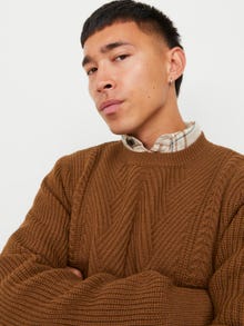 Jack & Jones Enfärgat Crewneck Stickad tröja -Cambridge Brown - 12240577