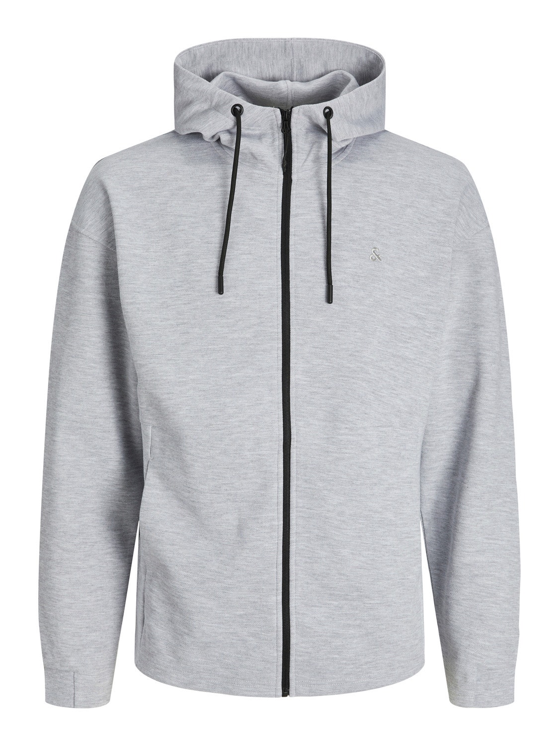 Jack & Jones Plain Zip Hoodie -Light Grey Melange - 12240595