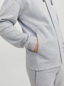 Jack & Jones Plain Zip Hoodie -Light Grey Melange - 12240595