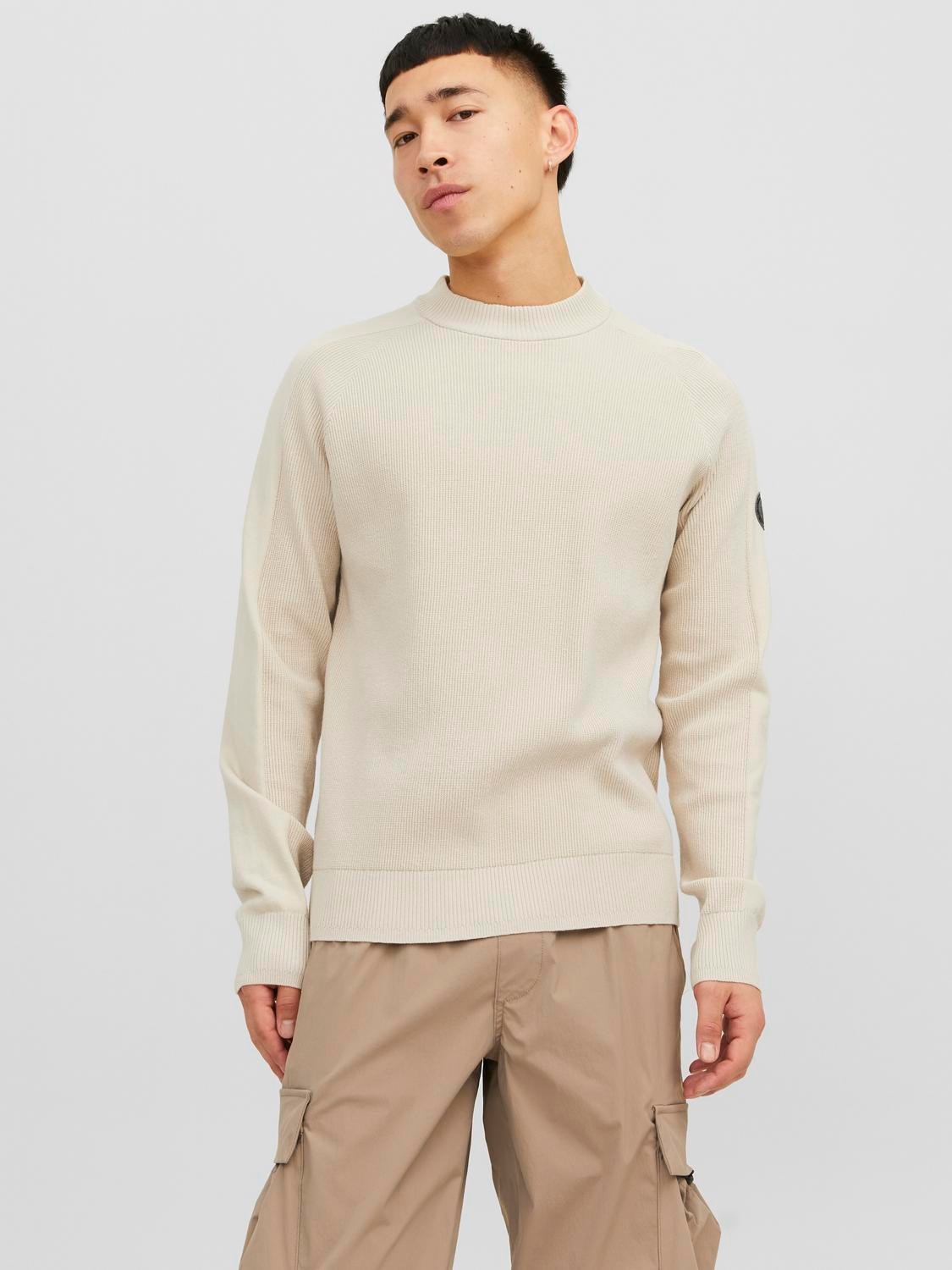 Jack & Jones Vanlig Strikkegenser med rund hals -Moonbeam - 12240599