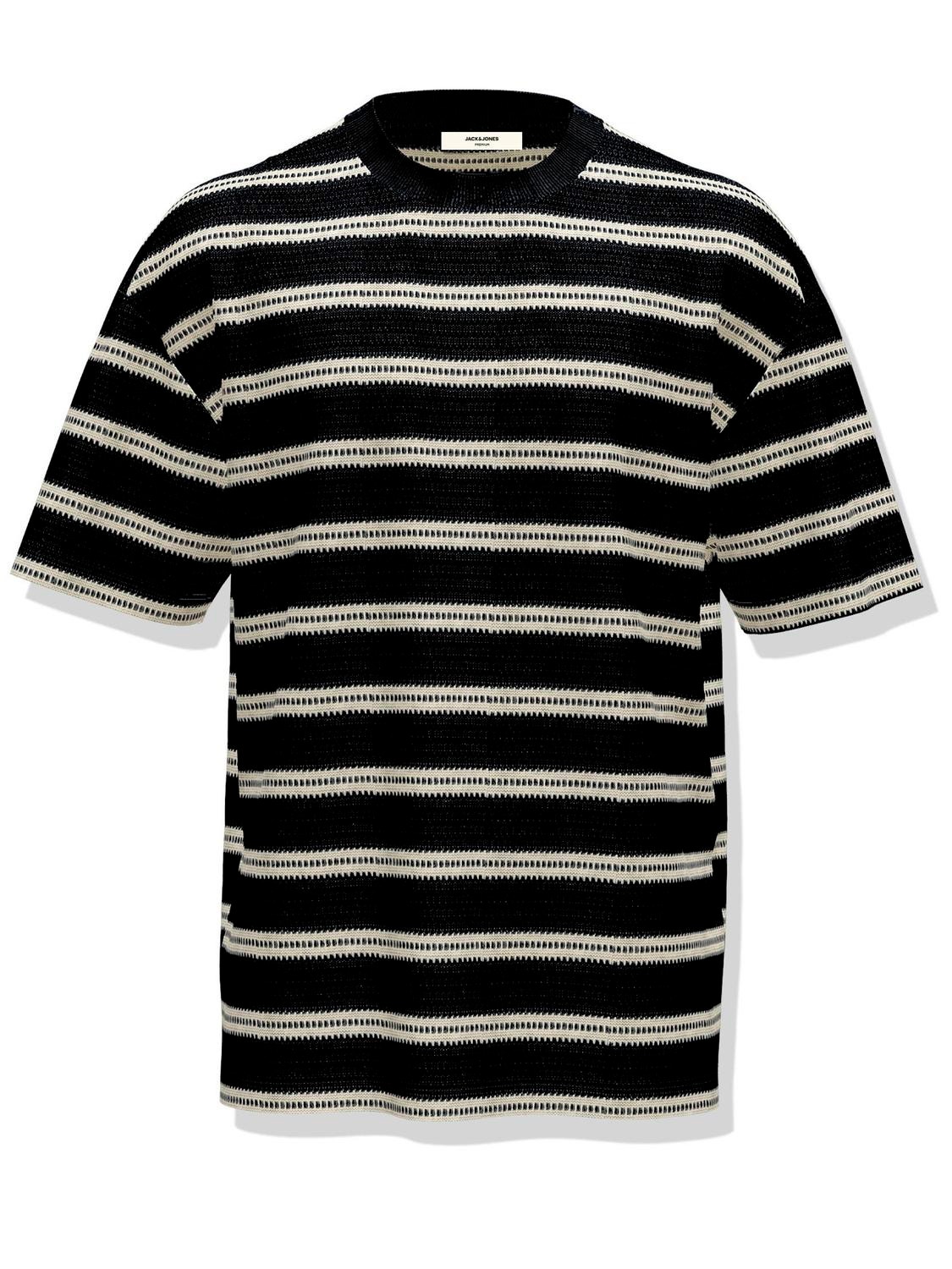 Jack & Jones T-shirt Listrado Decote Redondo -Black - 12240629