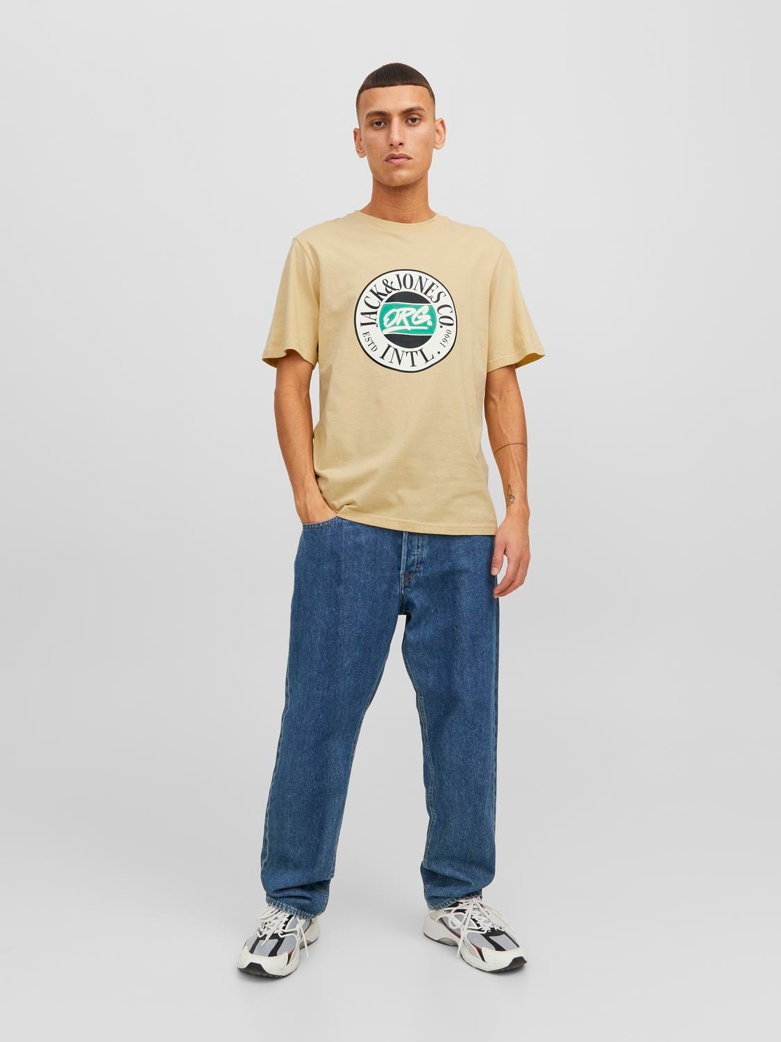 Jack & Jones Logo Kruhový výstřih Tričko -Reed Yellow - 12240664