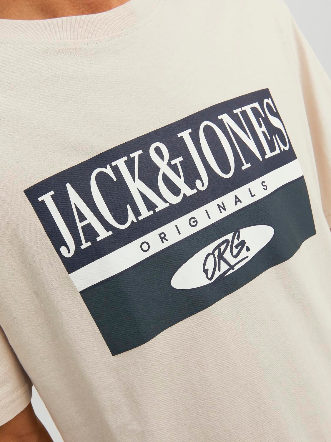 Jack & Jones Logotipas Apskritas kaklas Marškinėliai -Moonbeam - 12240664