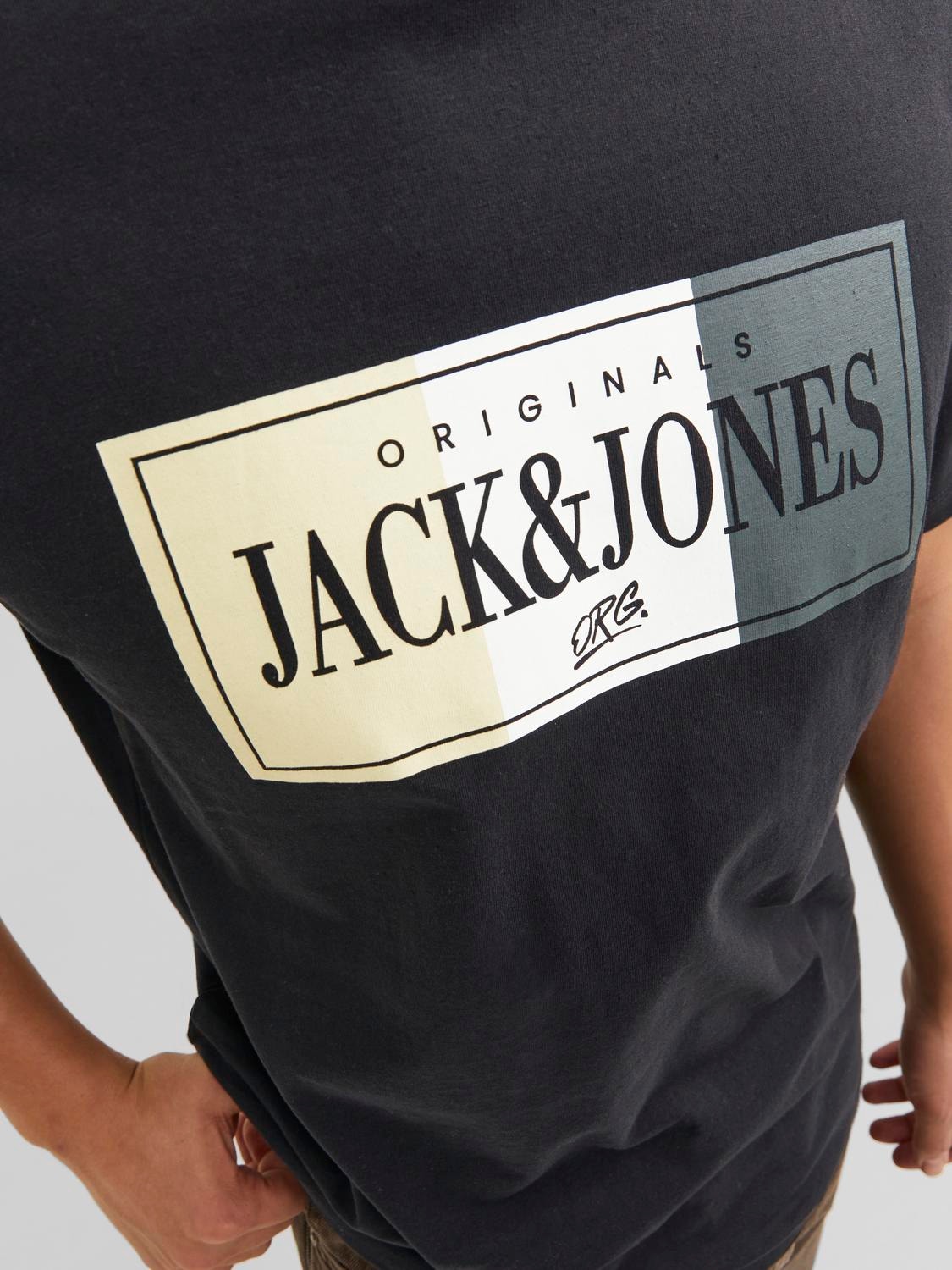 Jack & Jones Logo Kruhový výstřih Tričko -Black - 12240664