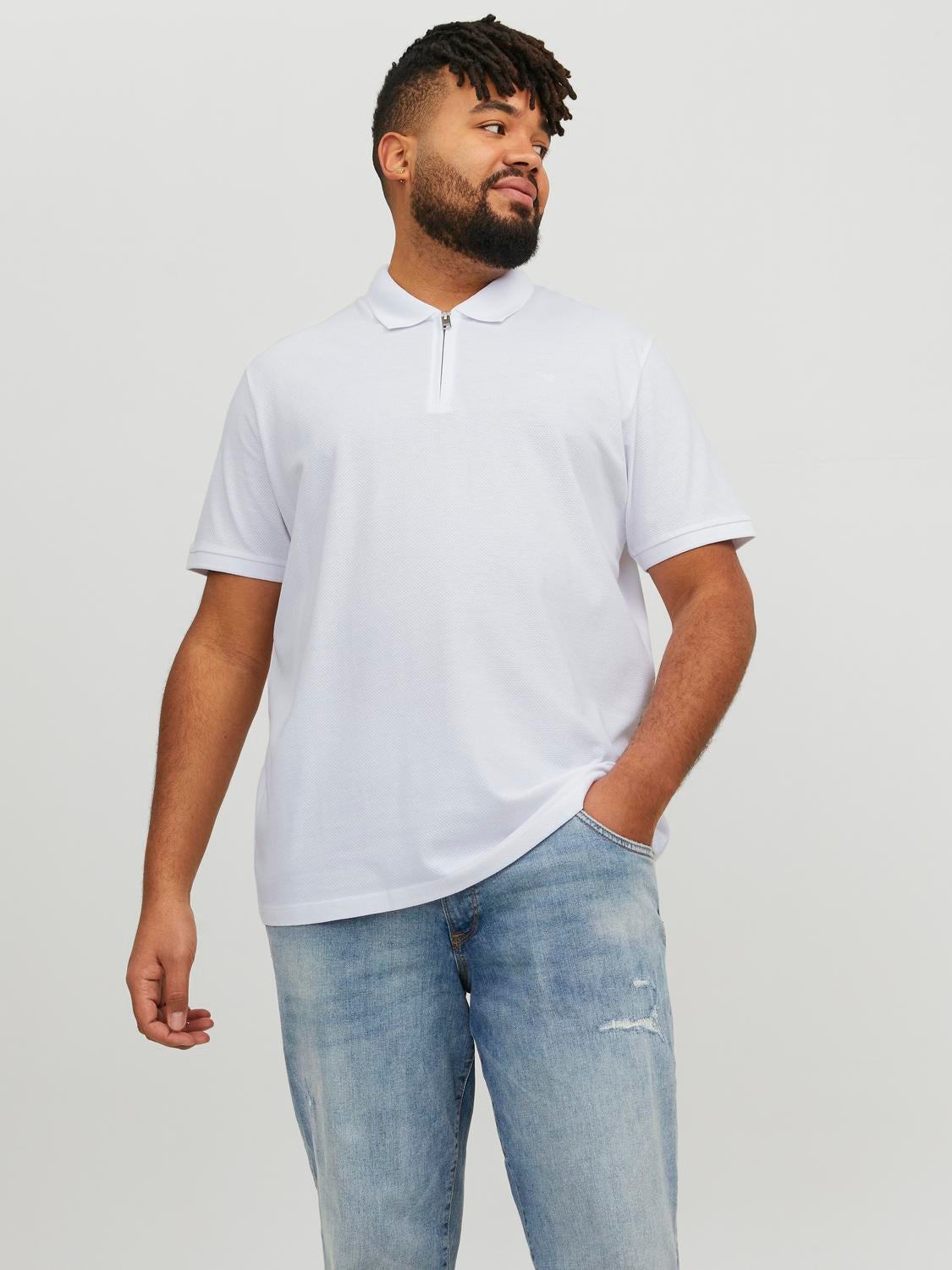 Plus size on sale white polo shirt