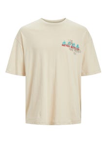 Jack & Jones Tryck Rundringning T-shirt -Birch - 12240935