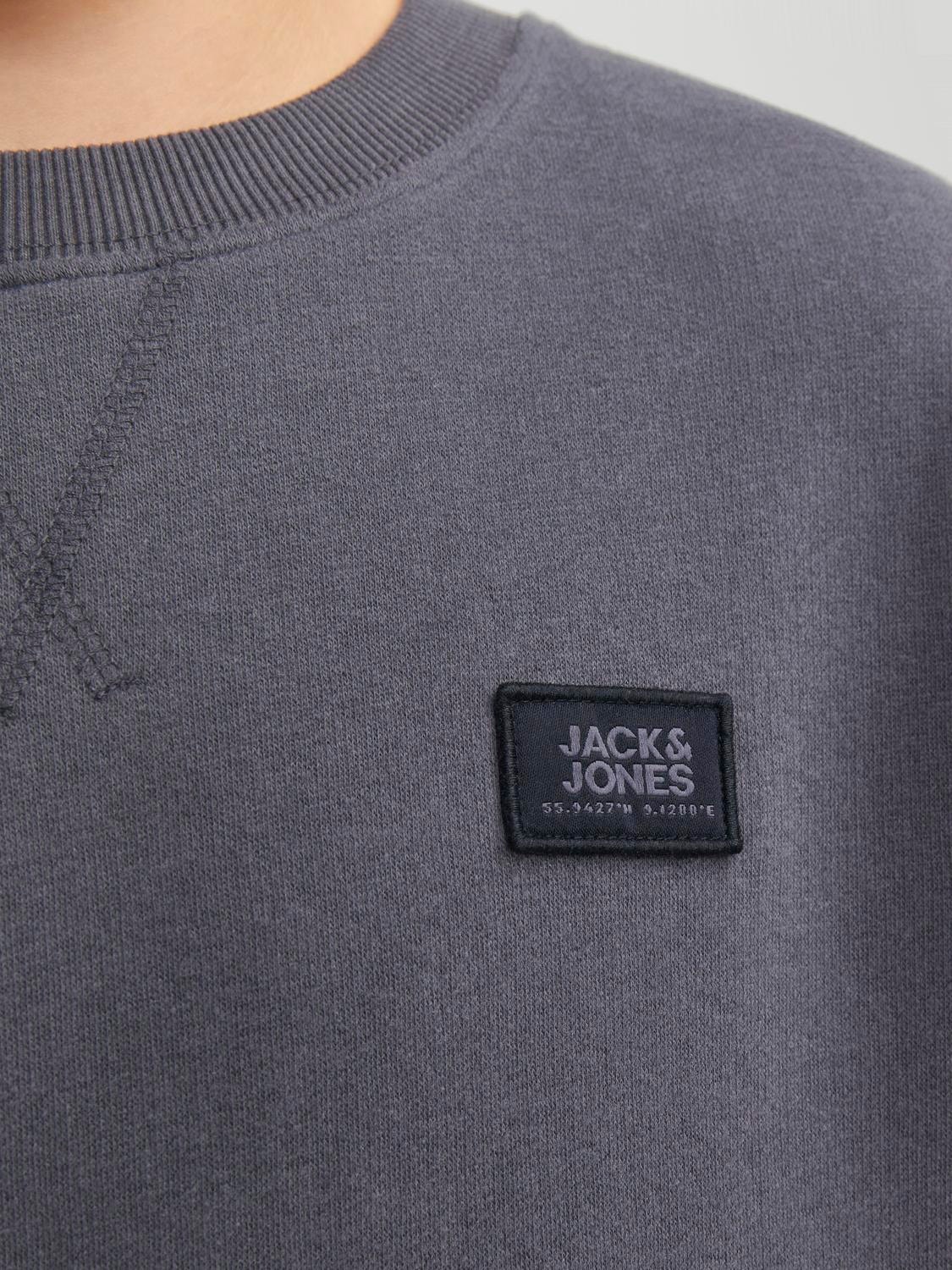 Jack & Jones Logo Genser med rund hals For gutter -Asphalt - 12240997