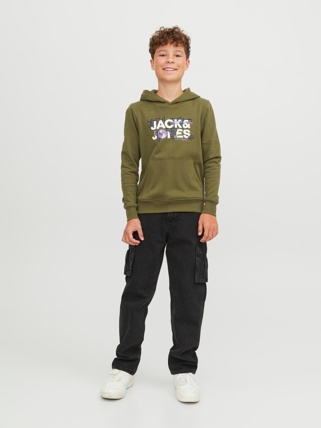 Jack & Jones Logo Hoodie Voor jongens -Olive Branch - 12241029