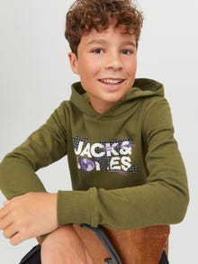 Jack & Jones Logo Hættetrøje Til drenge -Olive Branch - 12241029
