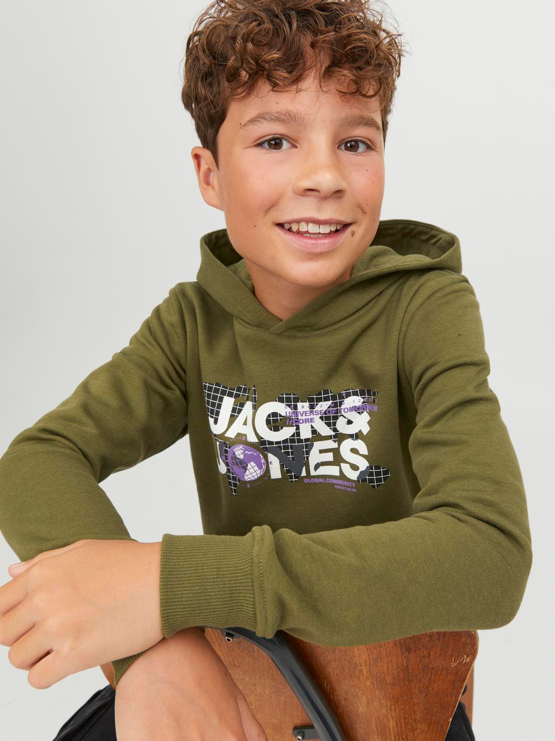 Jack & Jones Logo Hoodie Voor jongens -Olive Branch - 12241029