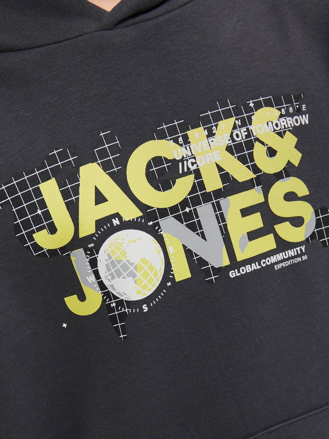 Jack & Jones Logo Hoodie For boys -Asphalt - 12241029
