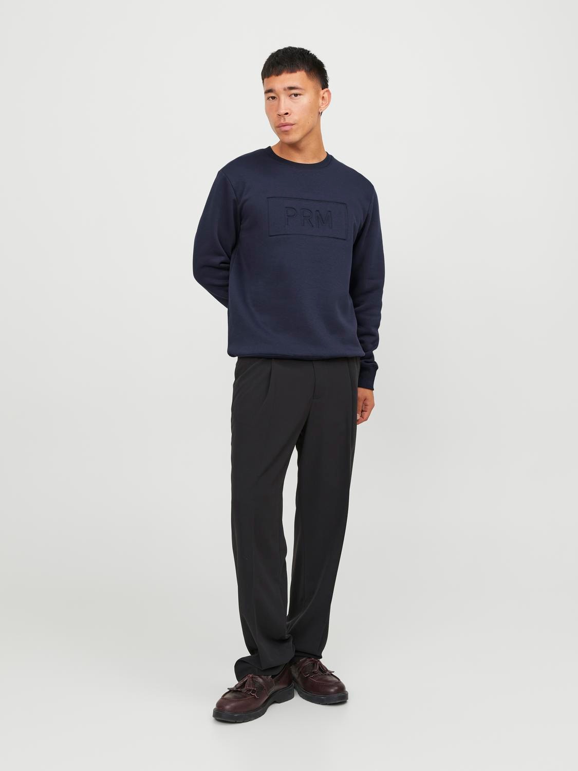 Jack & Jones Printet Sweatshirt med rund hals -Perfect Navy - 12241106