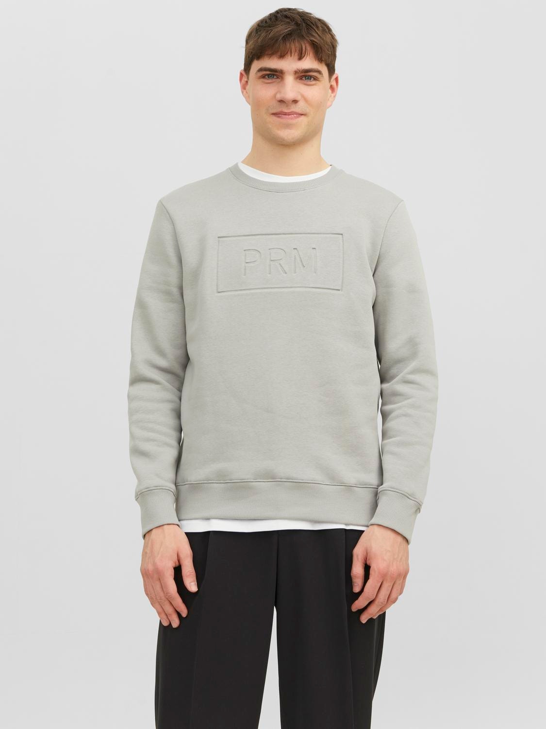 Jack & Jones Printed Crew neck Sweatshirt -Ultimate Grey - 12241106