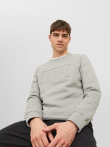 Jack & Jones Printet Sweatshirt med rund hals -Ultimate Grey - 12241106