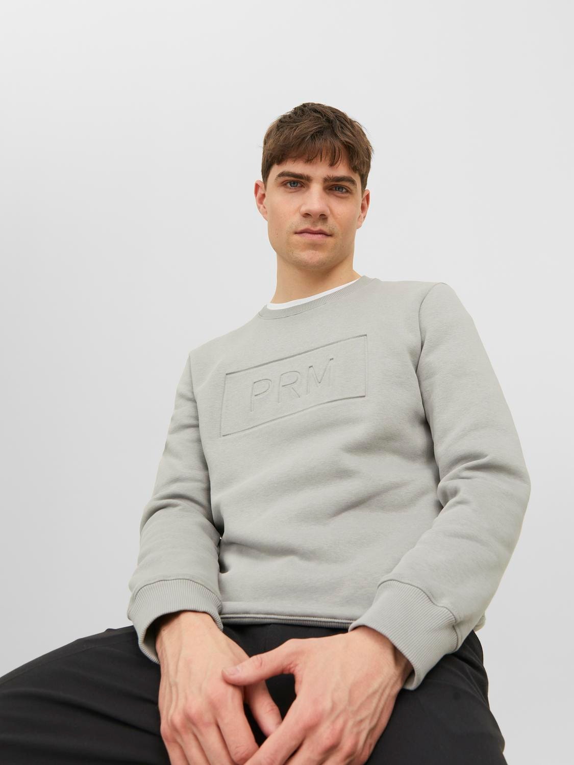 Jack & Jones Printet Sweatshirt med rund hals -Ultimate Grey - 12241106