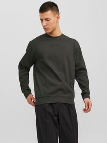 Jack & Jones Plain Crewn Neck Sweatshirt -Black Sand - 12241205