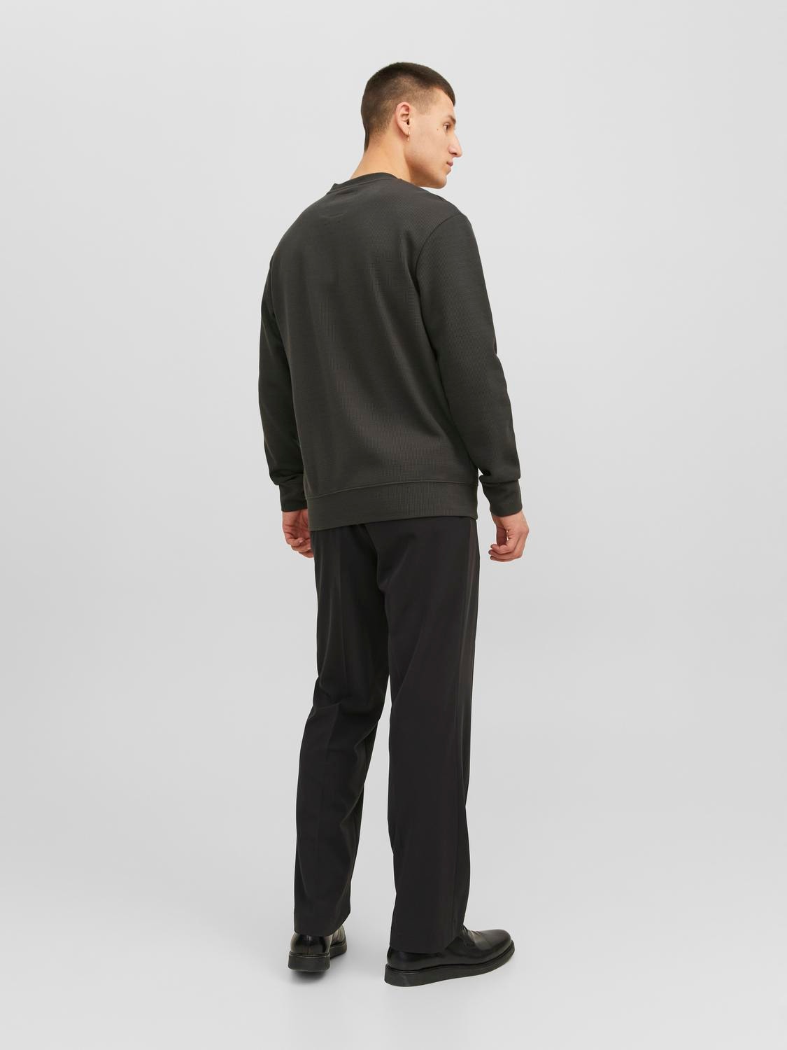 Jack & Jones Plain Crew neck Sweatshirt -Black Sand - 12241205