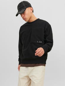 Jack & Jones Ensfarvet Sweatshirt med rund hals -Black - 12241523