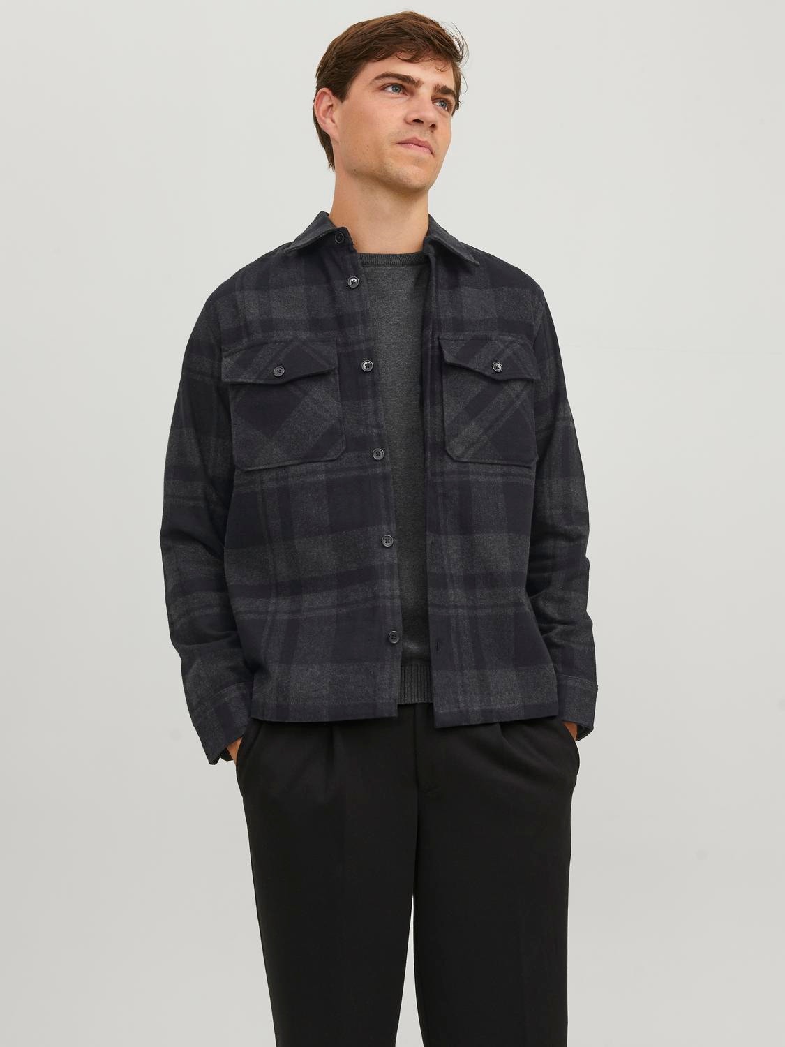 Jack & Jones Comfort Fit Overshirt -Dark Grey Melange - 12241533