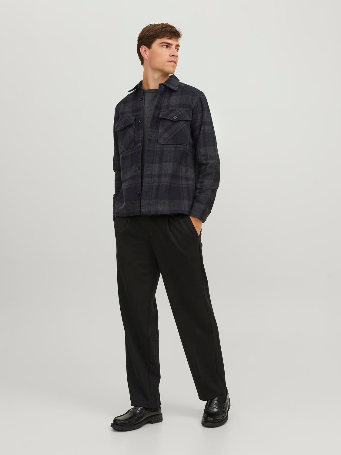 Jack & Jones Comfort Fit Převlékací košile -Dark Grey Melange - 12241533