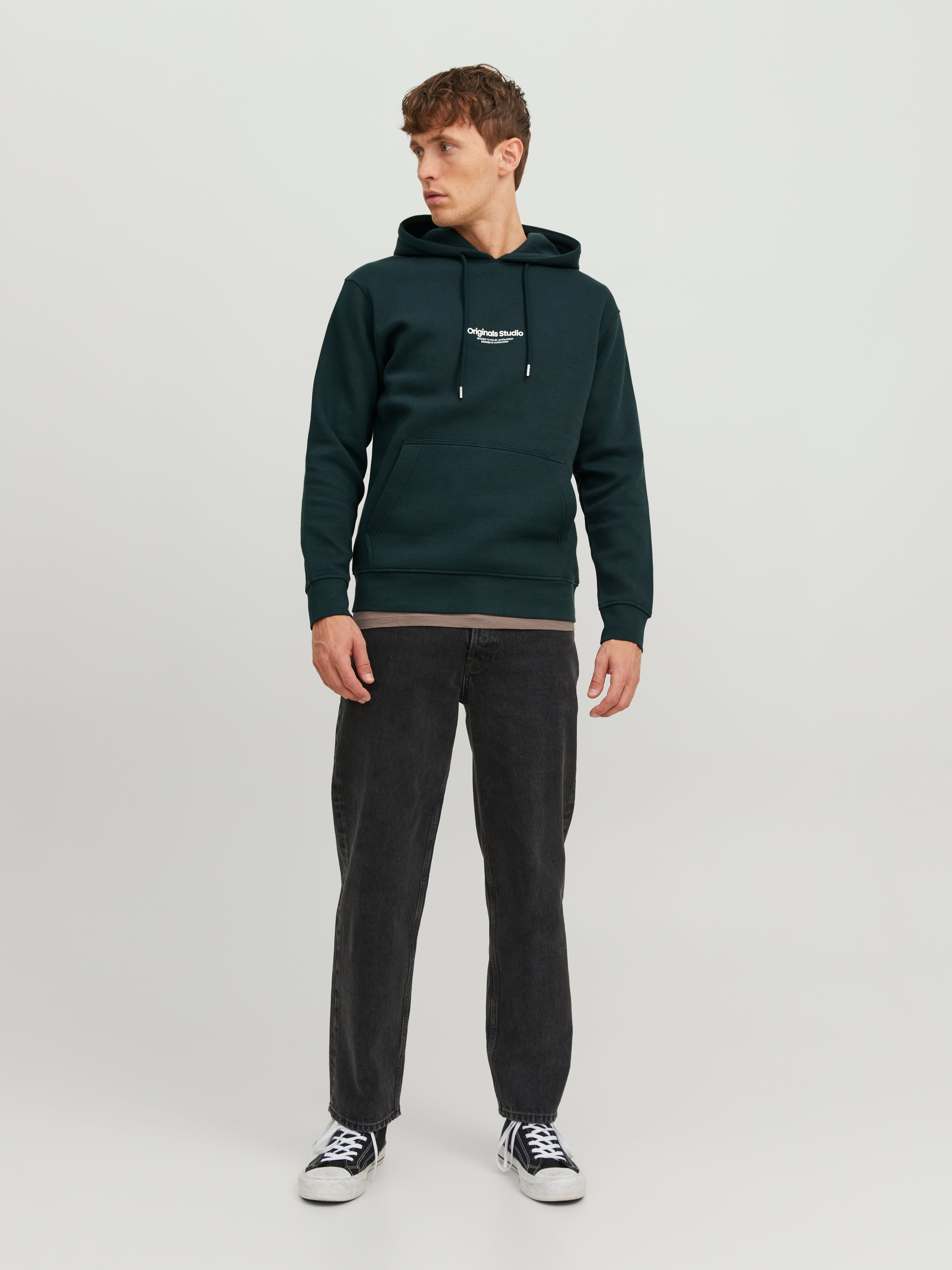 Gedruckt Kapuzenpullover | Mittelgrün | Jack & Jones®