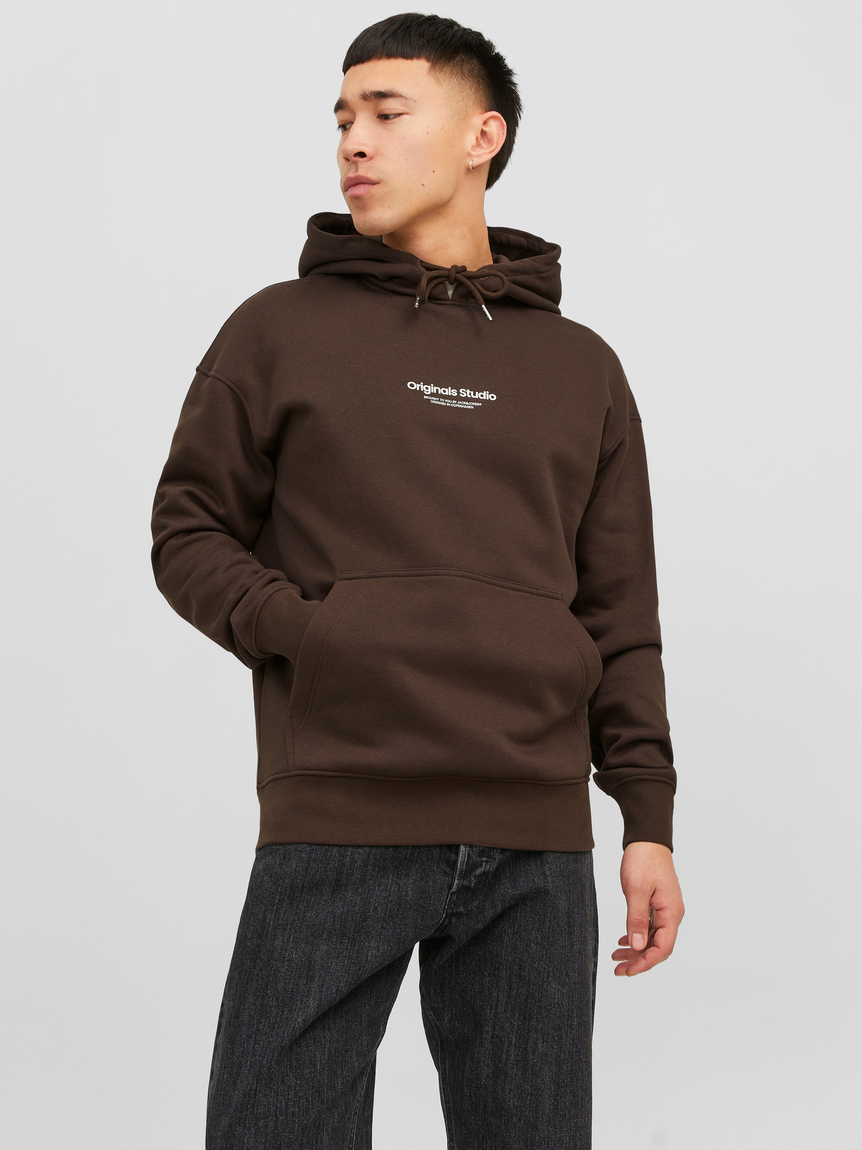 Gedruckt Kapuzenpullover | Mittelbraun | Jack & Jones® 