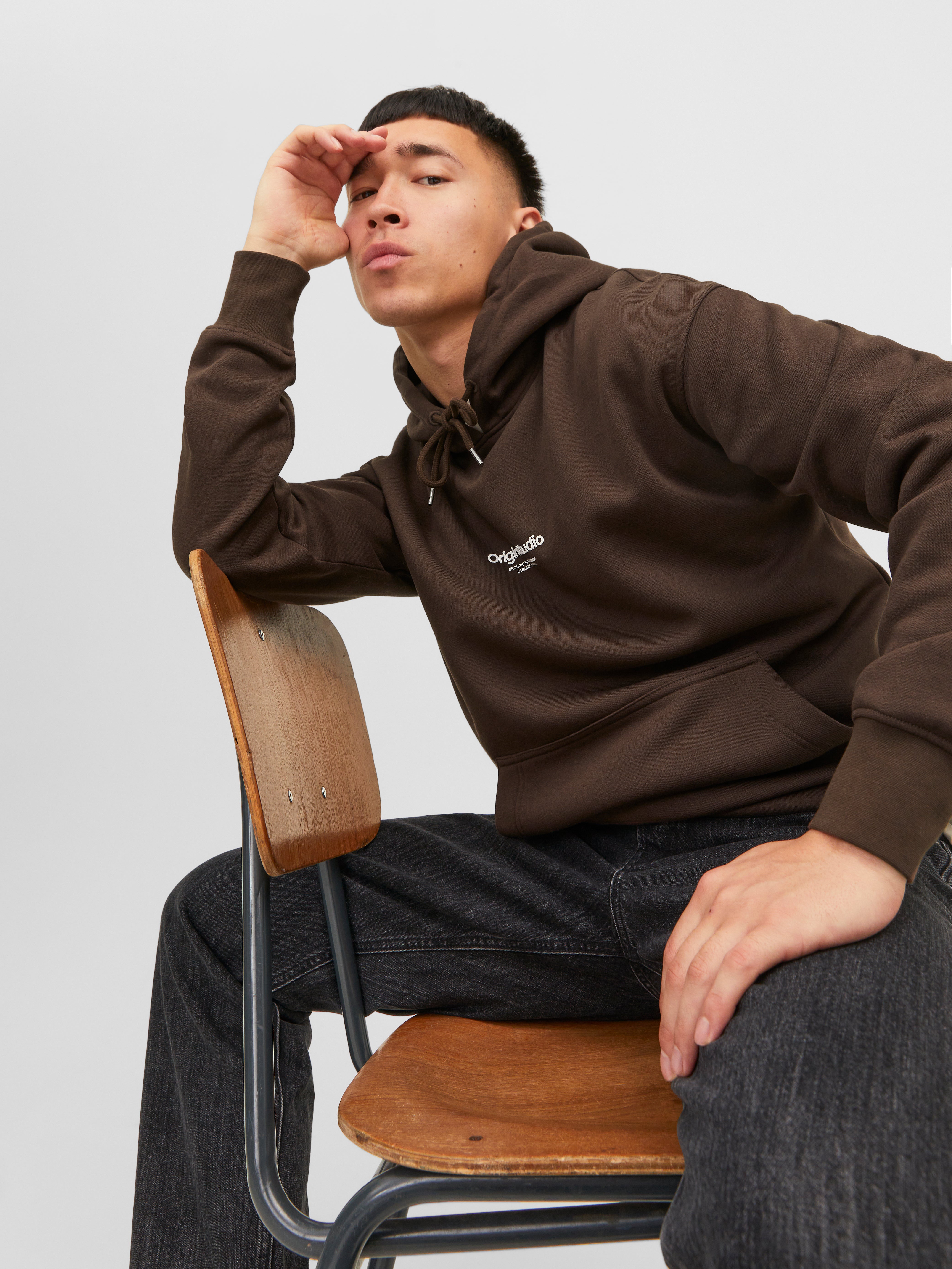 Gedruckt Kapuzenpullover | Mittelbraun | Jack & Jones®
