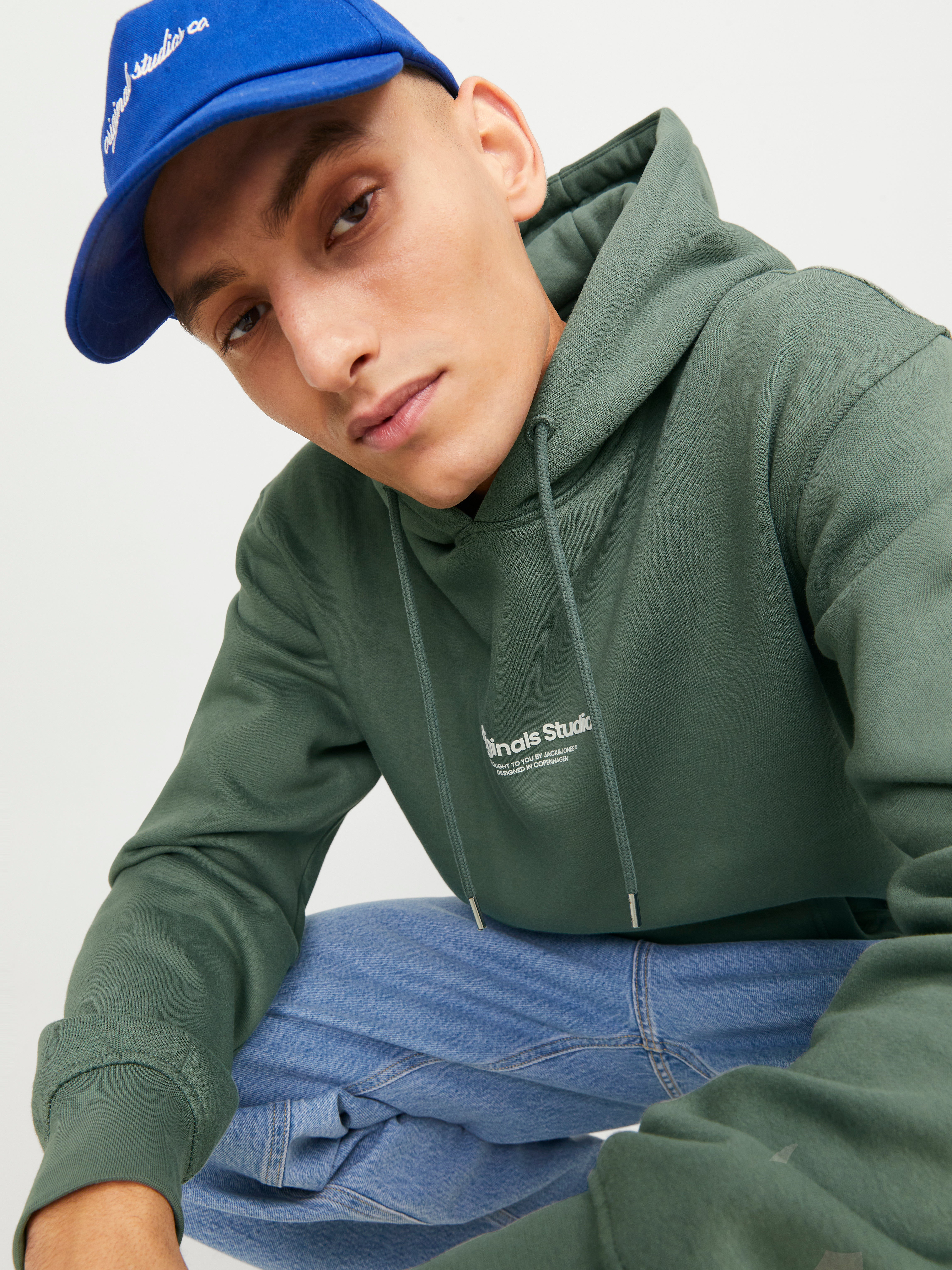 Gedruckt Kapuzenpullover | Mittelgrün | Jack & Jones®