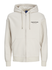 Jack & Jones Spausdintas raštas Užtrauktukas su gobtuvu -Moonbeam - 12241691
