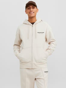 Jack & Jones Spausdintas raštas Užtrauktukas su gobtuvu -Moonbeam - 12241691