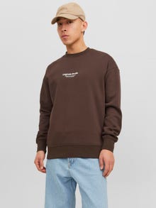 Jack & Jones Spausdintas raštas Apatinis prakaituojantis megztinis -Chocolate Brown - 12241694