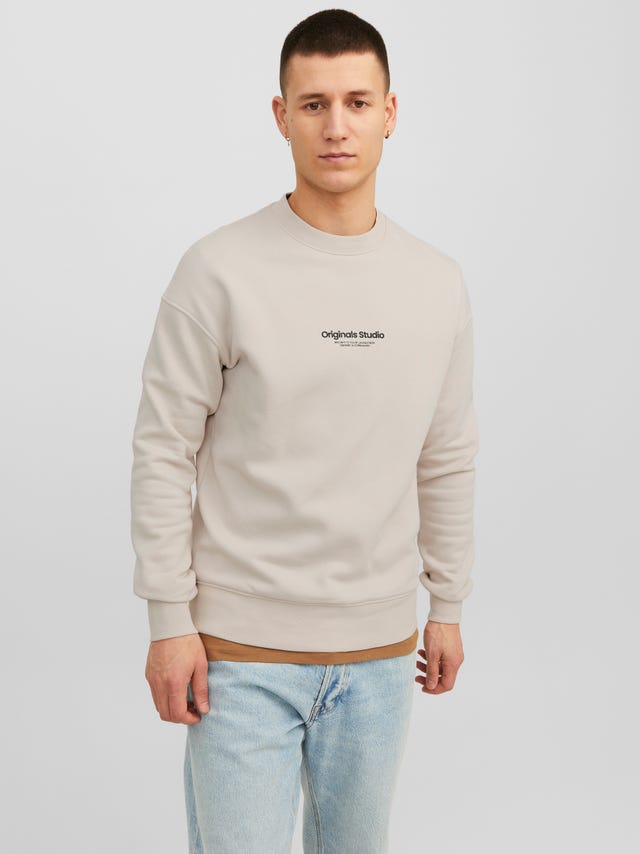 Bedrukt Sweatshirt met ronde hals | Beige | Jack & Jones®