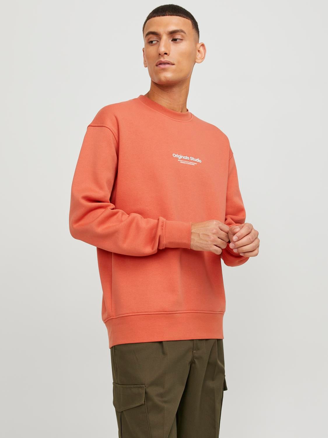 Printed Crew neck Sweatshirt | Medium Red | Jack & Jones®