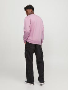 Jack & Jones Printet Sweatshirt med rund hals -Pink Nectar - 12241694
