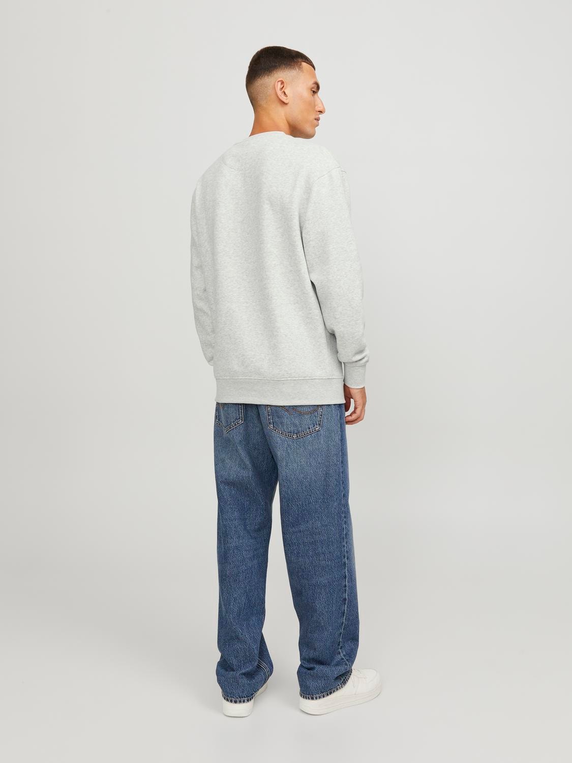 Jack & Jones Printet Sweatshirt med rund hals -White Melange - 12241694