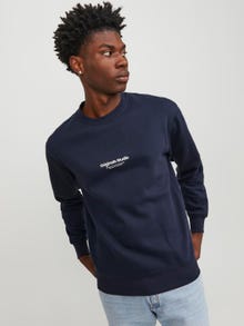 Jack & Jones Printet Sweatshirt med rund hals -Sky Captain - 12241694
