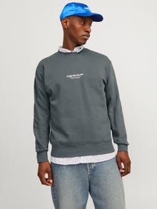 Jack & Jones Printed Crew neck Sweatshirt -Iron Gate - 12241694