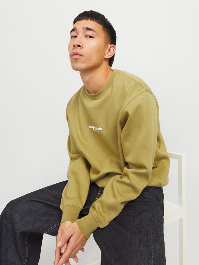 JACK & JONES Felpa Uomo Con Logo - Vestibilità Rilassata E Polsini A Coste