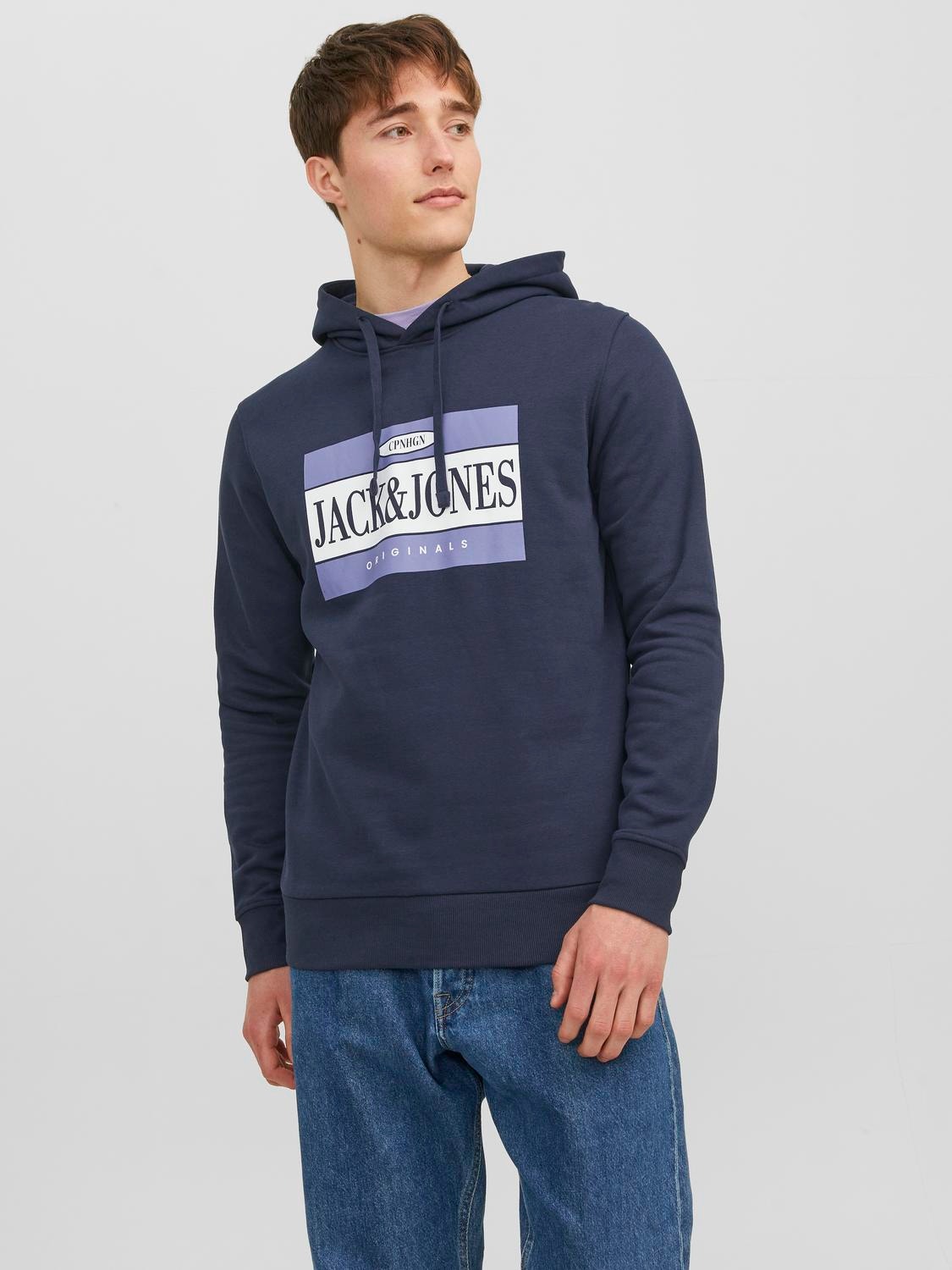 Jack & Jones Logo Hoodie -Navy Blazer - 12241776