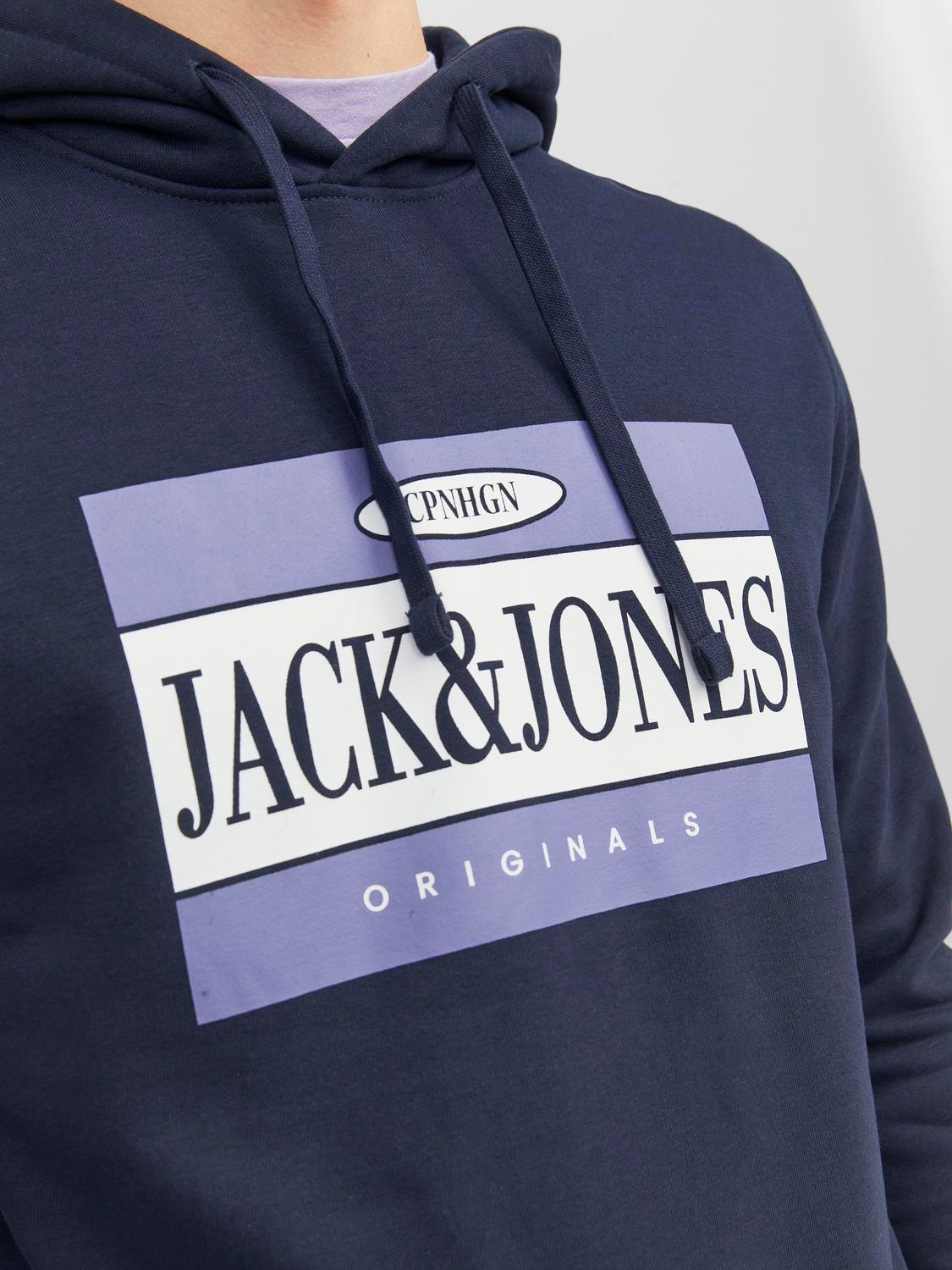 Jack & Jones Logo Hoodie -Navy Blazer - 12241776