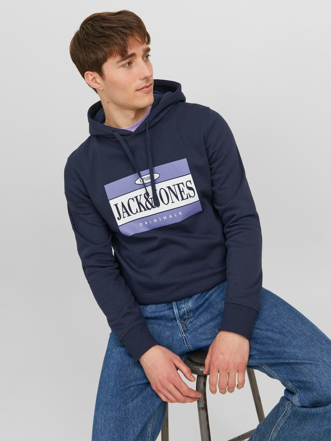 Jack & Jones Felpa con cappuccio Con logo -Navy Blazer - 12241776