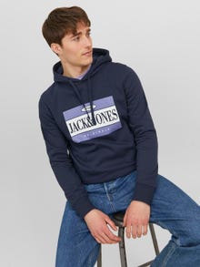 Jack & Jones Logo Hoodie -Navy Blazer - 12241776