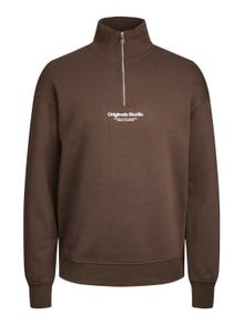 Jack & Jones Szöveg Félcipzáras pulóver -Chocolate Brown - 12241777