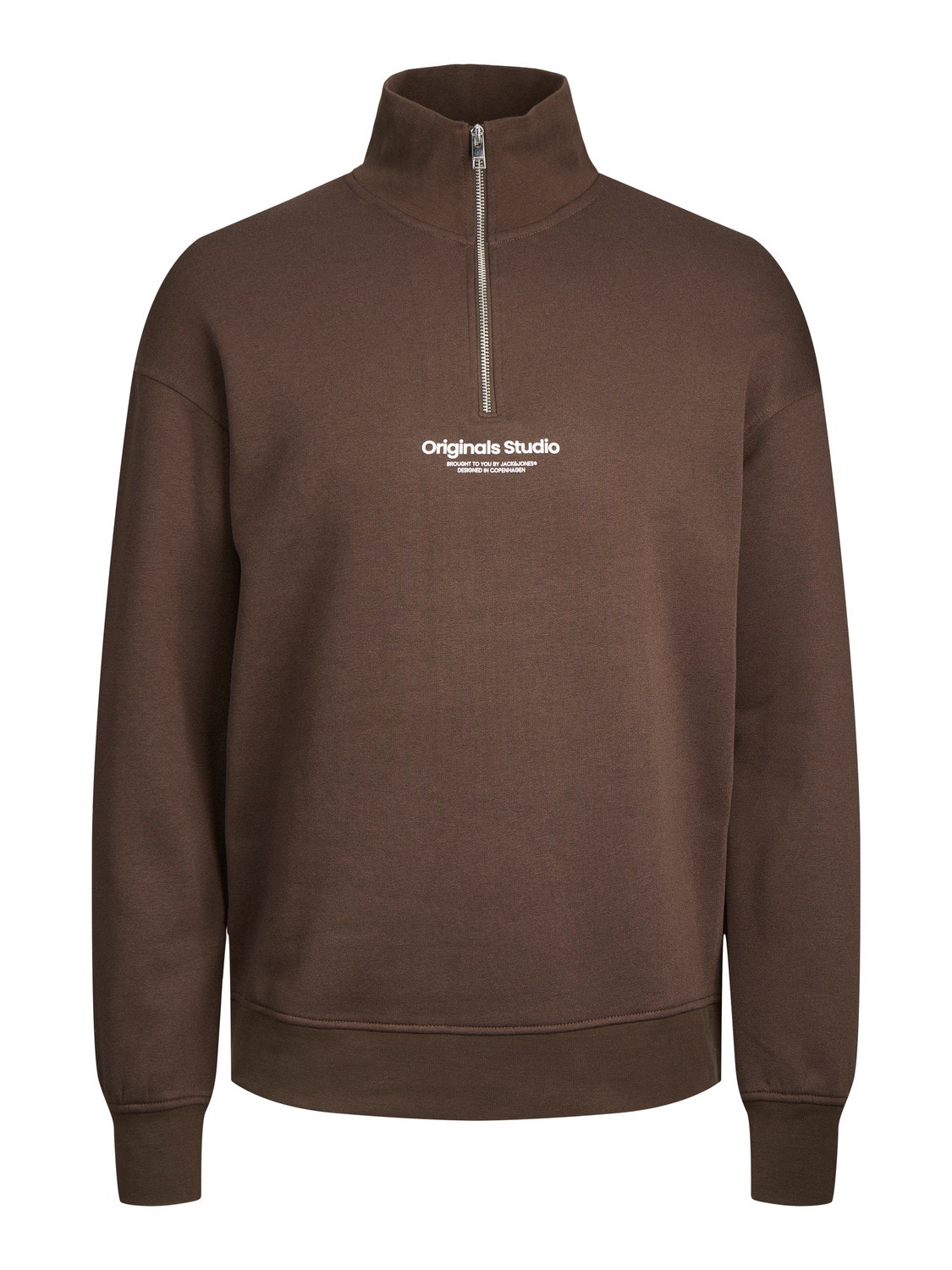 Jack & Jones Szöveg Félcipzáras pulóver -Chocolate Brown - 12241777