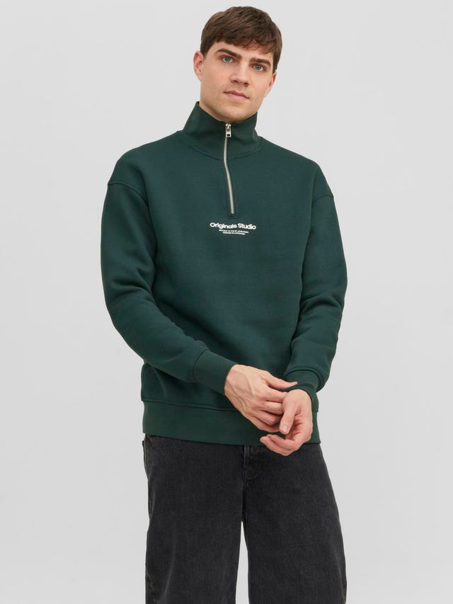 Jack & Jones Moletom com meio zíper Texto - 12241777